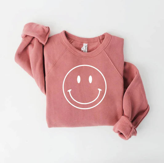 Dusty Rose Smiley Sweatshirt
